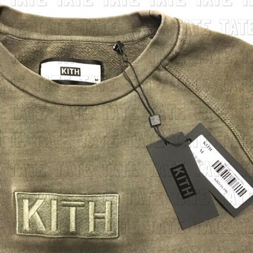 正規品 KITH キス クラシックボックスロゴ クルーネックスウェットシャツ オリーブ