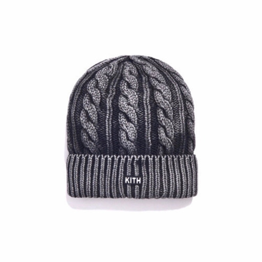 正規品 KITH キス ウォッシュド ケーブルニット帽 ビーニー ブラック