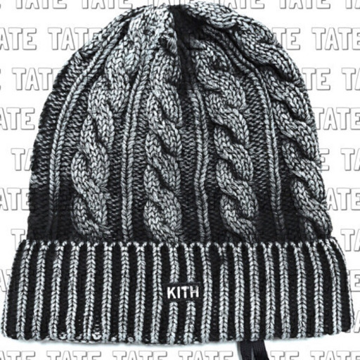 正規品 KITH キス ウォッシュド ケーブルニット帽 ビーニー ブラック