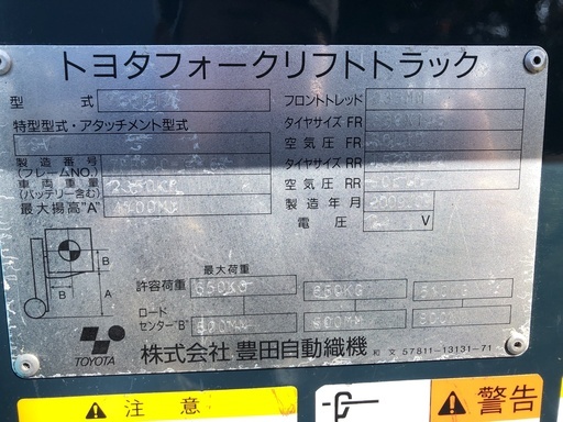 1.0t 　トヨタ　７ＦＢＰ10　昇降式リフト　作業などにいかがでしょうか？その②