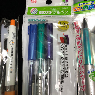 文房具6点★ざっくぅ  ボールペン2本 シャーペン ゲルペン ホチキス メモの画像