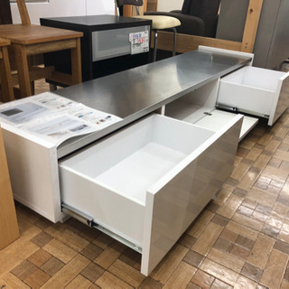 テレビ台 TVボード ステンレス天板 収納家具 （展示品の為、美品）