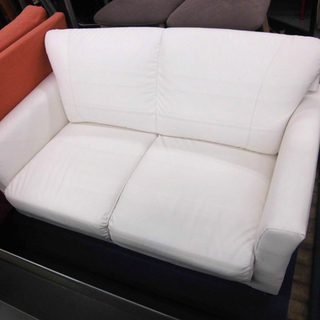 札幌 約幅130cm ホワイト 2人掛けソファ 合皮 脚付き レザー ソファー