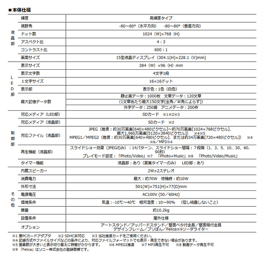 トータルテクノ株式会社製 デジタルサイネージ 電子看板 