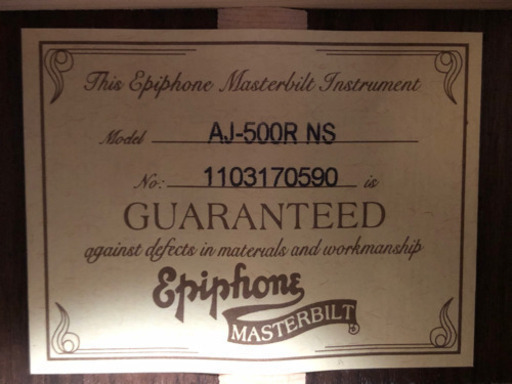 【美品】Epiphone エピフォン アコースティックギター Masterbilt AJ-500R NS