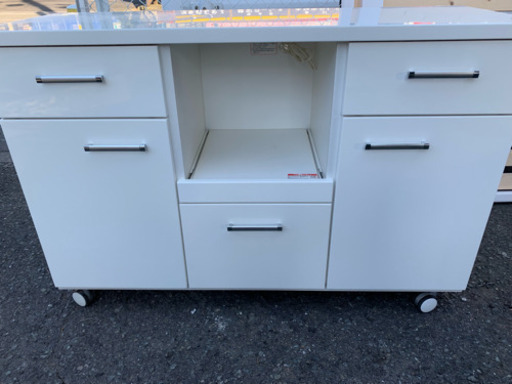 ☆白家具 キャビネット キャスター付き キッチン収納☆