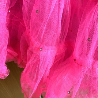 ピンク　ラインストーン付きパニエ、チュールの画像