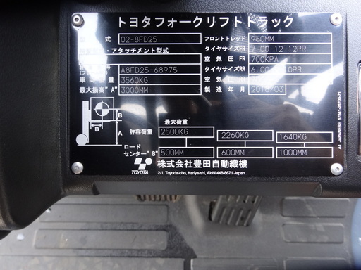 動画有　2.5t CF19078　トヨタ　フォークリフト　新品同様
