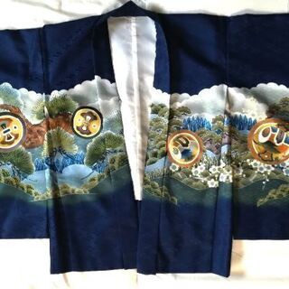 七五三☆五歳男児羽織袴フルセット足袋付き☆濃紺晴れ着着物の画像