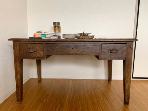 ★3ドロワーデスク テーブル フランス製　アンティーク★