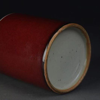 中国古玩 辰砂釉 筆筒 唐物