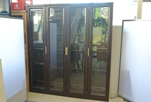 5段4列 引き出し ガラス戸付きの大きな本棚 飾り棚　高さ調整可能　大量収納