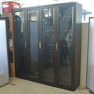 5段4列 引き出し ガラス戸付きの大きな本棚 飾り棚　高さ調整可能　大量収納の画像