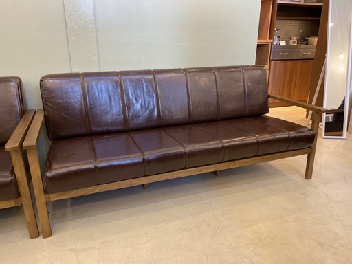 ソファ ベンチタイプ 3人掛け 3.0P 茶 格安 中古品
