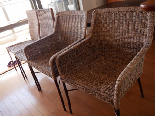 【アジアン風家具】ダイニングテーブルセット4人用