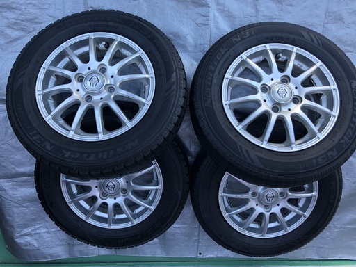 001/スタッドレスタイヤ　Weds Joker 13インチアルミ　13×4J　+45　PCD100　４穴　ノーストレックN3i 145/80R/13　75Q ワゴンR、ムーヴ等に