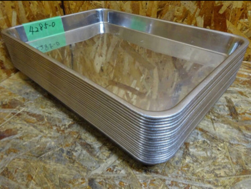 (4285-0)業務用 クローバー 浅型バット 19枚 まとめて ステンレスバット 中古品 お盆 飲食店 店舗 食堂