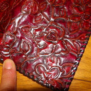 本革/レザー☆長財布 赤★未使用の画像