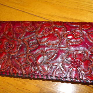 本革/レザー☆長財布 赤★未使用の画像