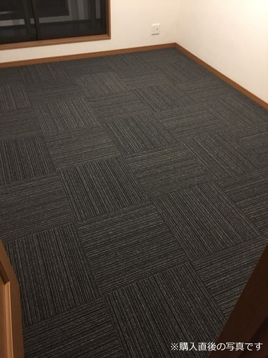 ★成約済★【引き取り優先】サンゲツ タイルカーペット 50×50cm グレー ストライプ 正規サイズ25枚+一部カットしたもの10枚 セット Sangetsu マット 中古