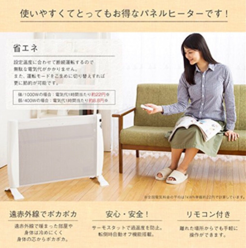 リモコン付き遠赤外線パネルヒーター ROOMMATE FioreII EB-RM5400A