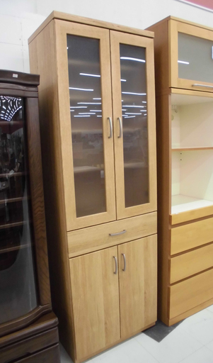 食器棚 キッチン収納棚 幅58.5cm ナチュラルブラウン 苫小牧西店