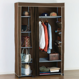 開閉しやすいカーテン式ワードローブ　クーリ　111cm幅(IDG)の画像