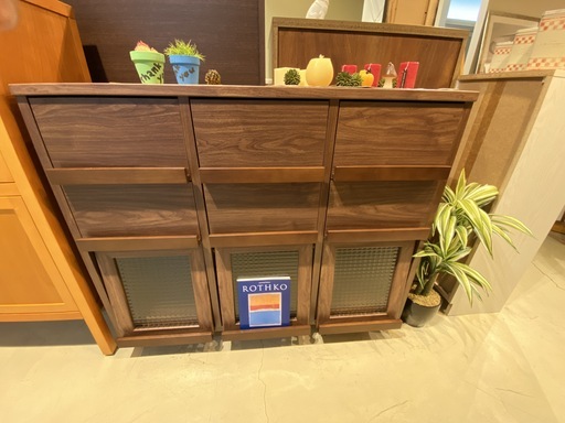 サイドボード 収納棚 チェスト 茶 中古品