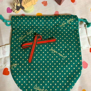 ハンドメイド  Xmas 巾着  リボンの画像