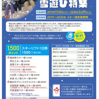 土日可！リフト券☆プリンススノーリゾート☆9ヶ所の画像