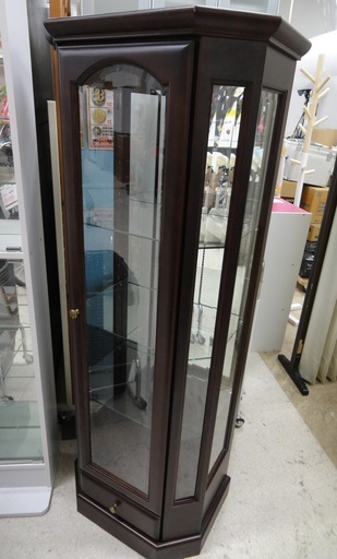 木製ショーケース ガラス扉 ガラス棚 高さ 約151センチ【ユーズドユーズ名古屋天白店】