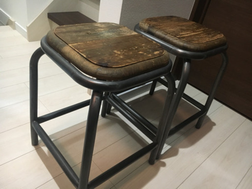 crash gate 古材 アイアン スツール 2脚セット