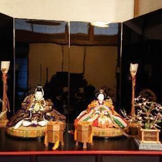 お内裏様セット  漆塗り屏風付きの画像