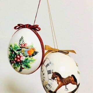 ＜クリスマスエッグオーナメント　デコパージュワークショップのお知らせ＞の画像
