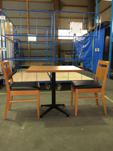 JK0010 美品 テーブル＆チェア３点セット 丈夫な店舗什器 光製作所