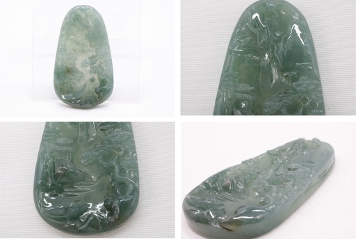 【鑑別付】最高級 天然 翡翠 95.202ct ミャンマー産 自然風景 中国 彫刻 ペンダントトップ 樹脂含浸なし ジェダイト ジェイド VI-12