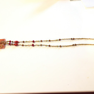 ①オレンジ系　アンティークビーズ ネックレス　#Cattleyaの画像