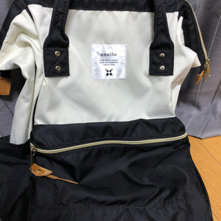 【リュック】anelloホワイト&ブラック(レギュラーサイズ)
