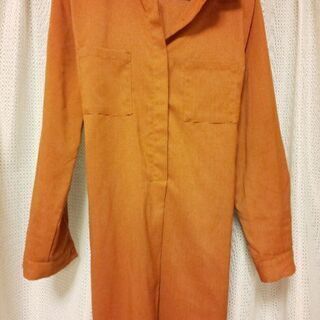 美品✨レンガ色のロング丈薄手シャツ   Mの画像