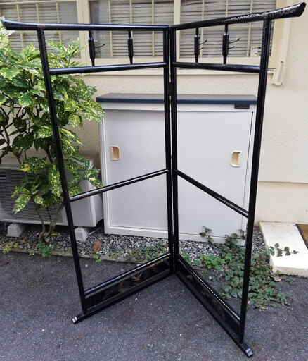 ◆衣桁 いこう 衣紋掛け 黒漆 153㎝ 着物 ハンガーラック アンティーク 昭和 レトロ◆