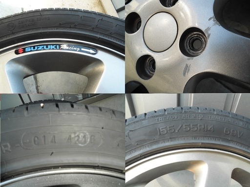 SUZUKI SPORT スズキスポーツ SUZUKI Racing タイヤ付アルミ４本セット　１５５／５５Ｒ１４　バリ山 