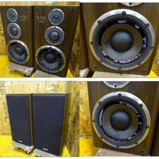 　(4297-0)ジャンク品 ONKYO オンキョー D-77XD ペア 3way スピーカーシステム オーディオ機器 エッジ割れ 音
