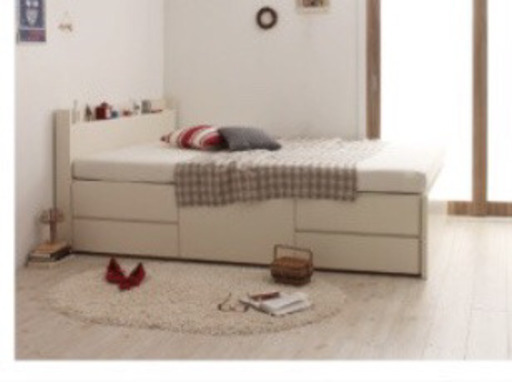 [美品] 大容量収納セミダブルベッド+ FRANCEBED マットレス付き