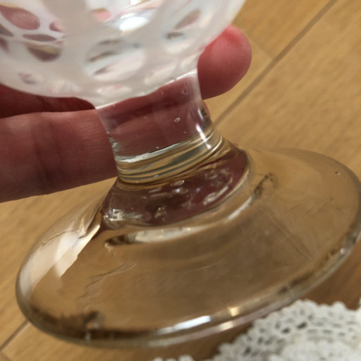 ☆水玉 赤縁 氷コップ 大正ガラス 骨董