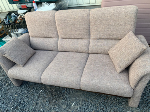 3人がけソファー　布製　良品　クッション付き　1850x670x900