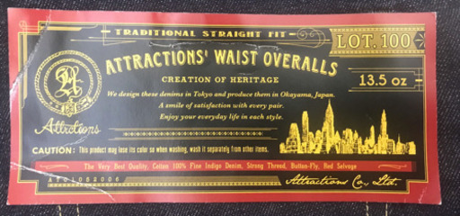 Attractions Lot.100 DENIM PANTS W30 試着のみ未使用