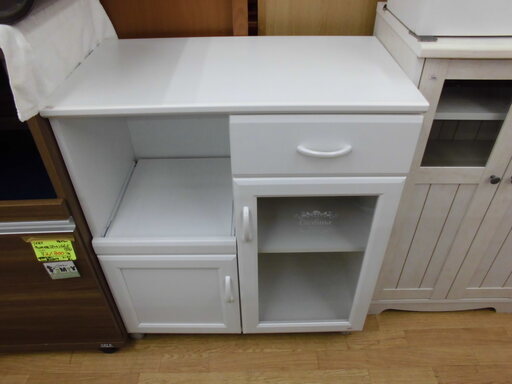 ミドルレンジボード　白　キャスター付　幅:７４ｃｍ　札幌　西岡店