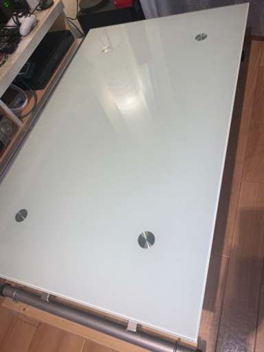 再値下!【美品】高さ自由 強化ガラスリフティングテーブル 高さ31~83cm 　昇降テーブル　120✖️75