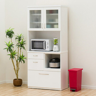 引越し特価 今月25日まで ニトリ キッチンボード  ダリア80KB WH 食器棚の画像