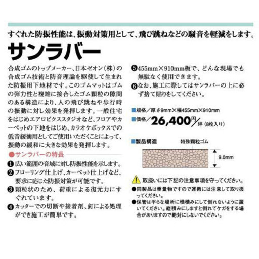 遮音マット サンラバー ゼオン化成